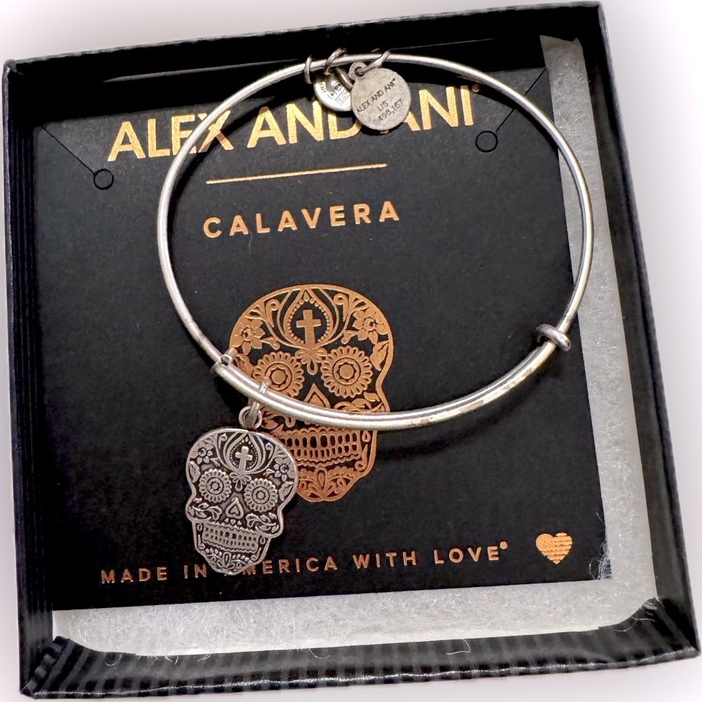 Alex and Ani Calavera Silver Bangle Bracelet